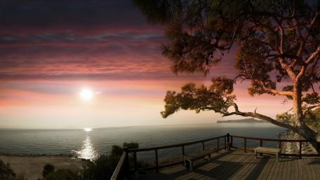 Pink Sunset Serenity by the Sea wallpaper