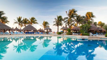 Tropical Paradise by the Poolside wallpaper