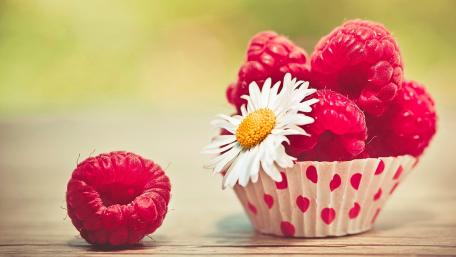 Sweet Harmony of Raspberries and Daisies wallpaper