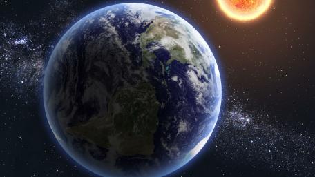 Celestial Dance of Earth and Sun wallpaper