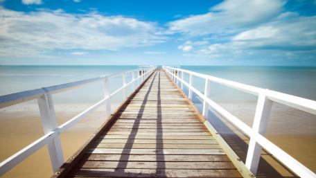 Long wooden pier wallpaper