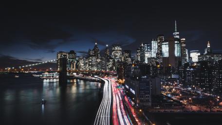 Manhattan at night wallpaper