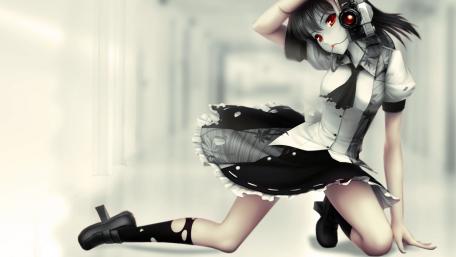 Mysterious Anime Girl with Techno-Eye wallpaper