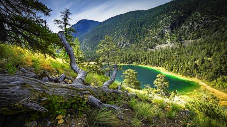 Mountain Lake in Hidden Wilderness wallpaper