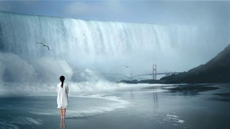 Mystical Waterfall Serenity wallpaper