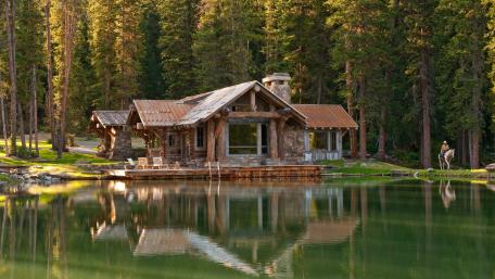 Rustic log cabin wallpaper
