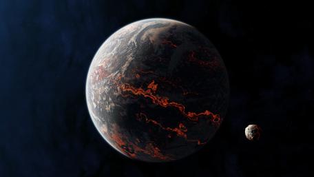 Planet with moon wallpaper