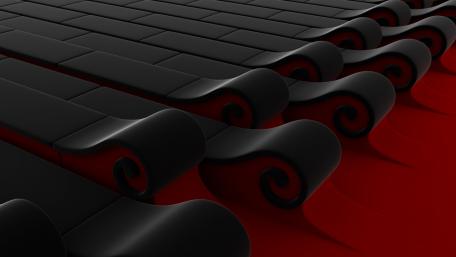 Bold Red and Black Waves in 3D Design wallpaper