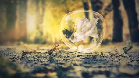 Girl in the bubble wallpaper