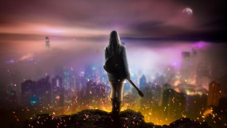 Girl with guitar wallpaper