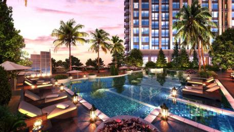 Tropical Paradise by the Poolside wallpaper