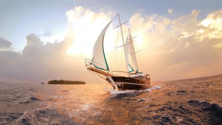 Sailing Serenity at Sunset wallpaper