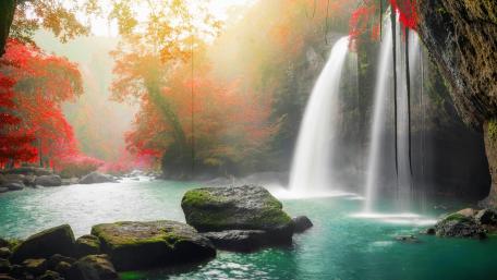 Autumnal Haew Su Wat Waterfall wallpaper