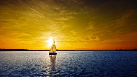 Sailing boat in the sunset wallpaper