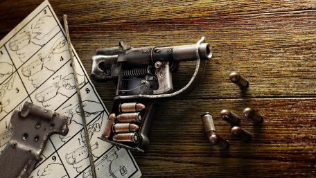 Vintage Firearm on a Wooden Surface wallpaper