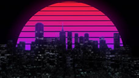 Neon City Horizon Under Magenta Skies wallpaper