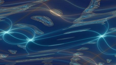 Electric Blue Waves of Light Flowing Through Space wallpaper