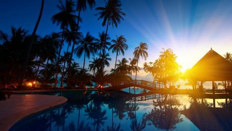 Tropical Sunset Paradise Wallpaper wallpaper