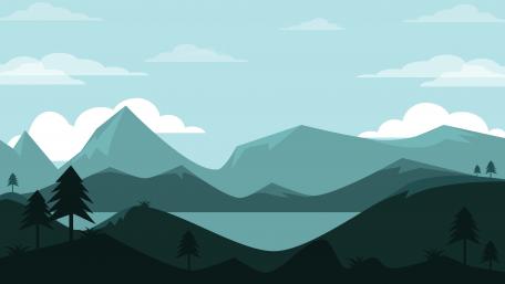 Tranquil Mountain Lake Scene in Minimalist Style wallpaper