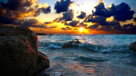 Sunset on the beach wallpaper