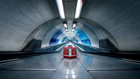 Subway escalator wallpaper