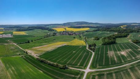 Vibrant Rural Landscape Under a Clear Sky wallpaper