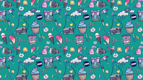 Vibrant Abstract Patterns in Blue and Green wallpaper