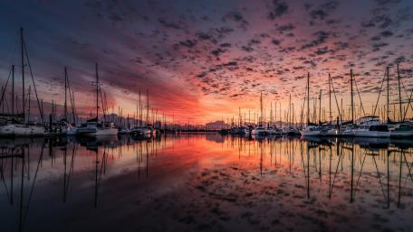 Marina with yachts wallpaper