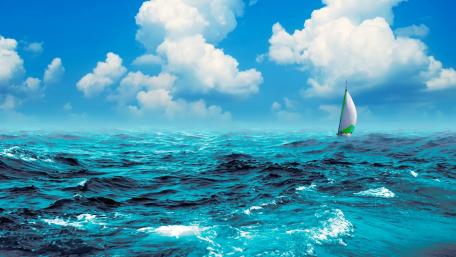 Sailing into the Blue Expanse wallpaper