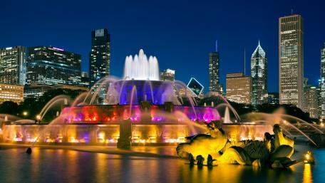 Multicolored Buckingham Fountain wallpaper