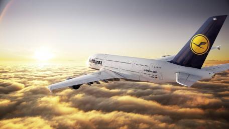 Flying Lufthansa airplane wallpaper