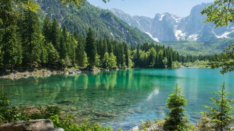 Serene Mountain Lake Oasis wallpaper