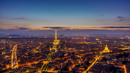 Paris skyline at dusk wallpaper