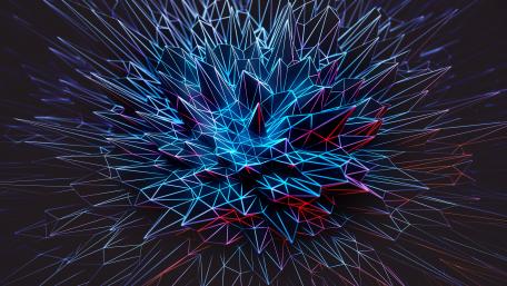3D blue polygonal spikes digital art wallpaper