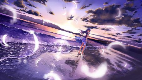 Twilight Whispers by the Shore wallpaper
