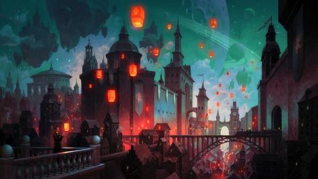 Mystical Metropolis at Night wallpaper