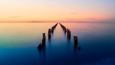 Old pier remains (Clifton Springs, Victoria, Australia) wallpaper