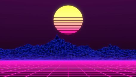 Retrowave low poly art wallpaper