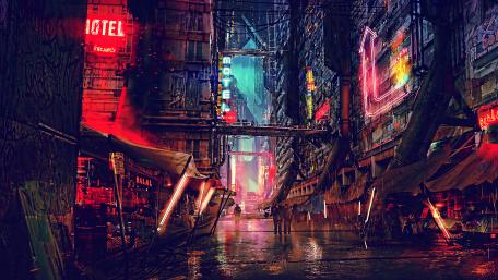 Cyberpunk Futuristic City Digital Art wallpaper