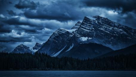 Mysterious Blue Highland Landscape at Dusk wallpaper