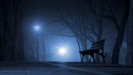 Bench in the dark wallpaper