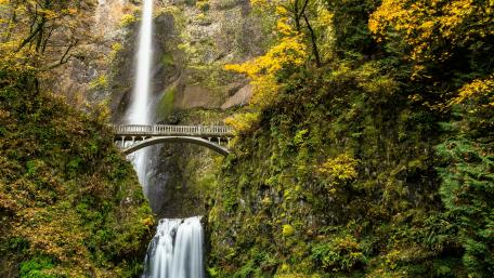 Multnomah Falls and Benson Footbridge wallpaper