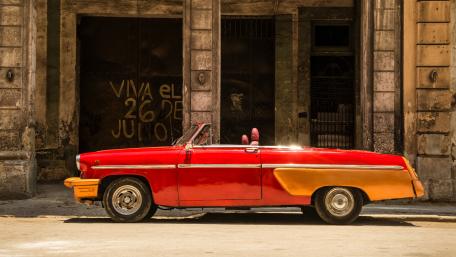 Classic Vintage Car on a Historic Street Scene wallpaper