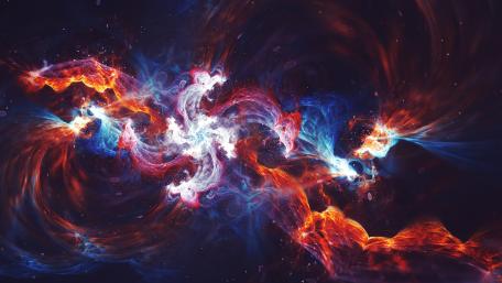 Nebula Whirl: A Dance of Cosmic Flames wallpaper