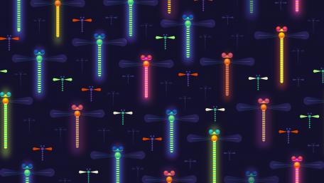 Glowing neon dragonflys wallpaper
