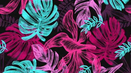 Vibrant Leaf and Flower Abstract Art wallpaper