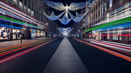 Magical Urban Christmas Lights Nightscape wallpaper