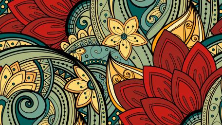 Colorful floral pattern wallpaper