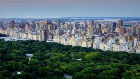 Breathtaking Cityscape Overlooking Lush Greenery wallpaper