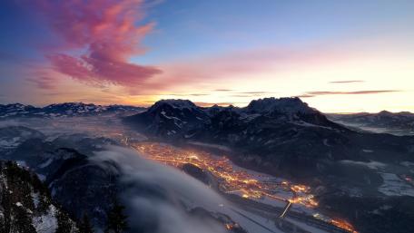 City Lights and Mountain Dawn wallpaper
